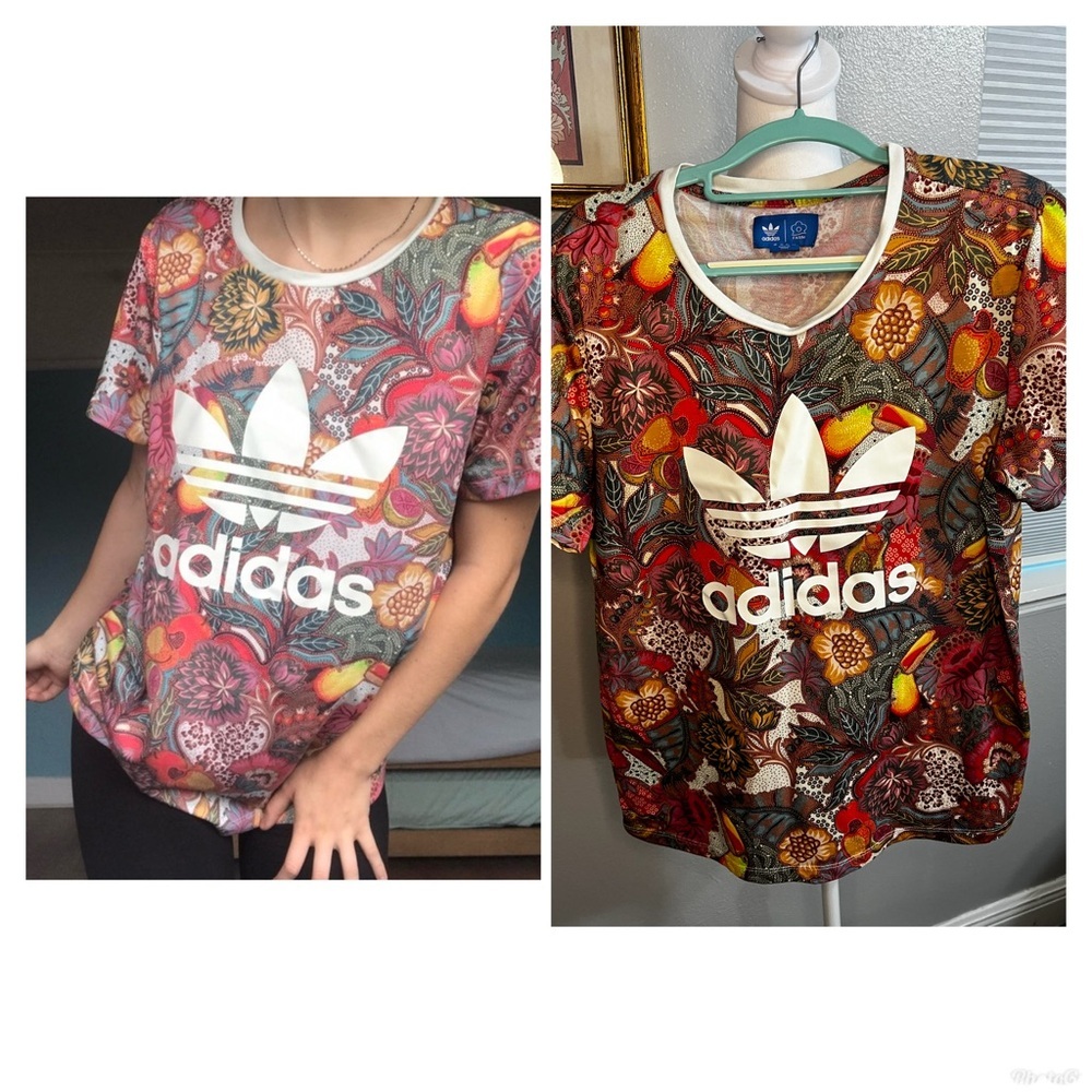 Adidas Trefoil Floral Paisley Graphic Tee in Multicolor small farm Rio